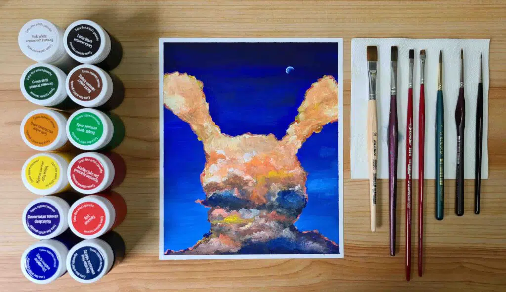 Jogo De Pinturas Do Gouache Da Arte Imagem de Stock - Imagem de